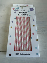 Load image into Gallery viewer, Pastel Paper Straws – 50 Pack Eco-Friendly Party Drink Straws | Pretty Pound