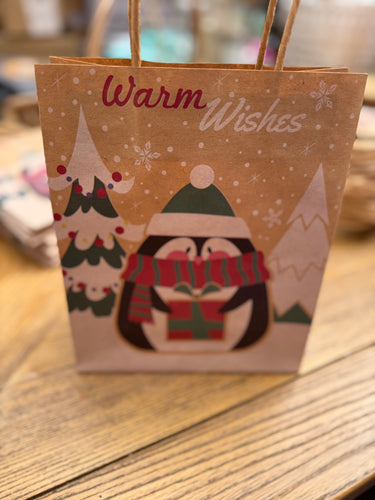 Christmas Penguin Kraft Gift Bag