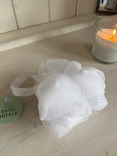 Load image into Gallery viewer, Exfoliating White Bath Ruffle – Shower &amp; Body Cleansing Sponge | Pretty Pound
