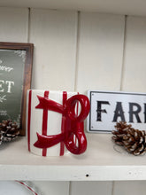 Load image into Gallery viewer, Christmas Bow Handle Ceramic Mug – Red &amp; White Festive Coffee Cup