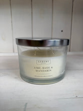 Load image into Gallery viewer, Lime, Basil &amp; Mandarin Luxury Candle – Glass Jar with Metal Lid | Pretty Pound