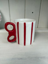 Load image into Gallery viewer, Christmas Bow Handle Ceramic Mug – Red &amp; White Festive Coffee Cup