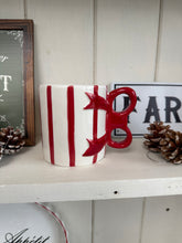 Load image into Gallery viewer, Christmas Bow Handle Ceramic Mug – Red &amp; White Festive Coffee Cup