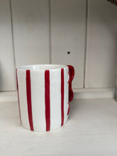 Load image into Gallery viewer, Christmas Bow Handle Ceramic Mug – Red &amp; White Festive Coffee Cup