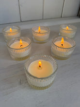 Load image into Gallery viewer, Ribbed Glass Tealight Holders with Tealights – 6 Pack Candle Set | Pretty Pound