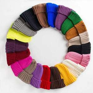 New Candy Colors Winter Women Knitted Hat Warm Soft Trendy Kpop Style Wool Beanie Elegant All-match Cap