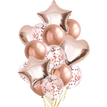 Load image into Gallery viewer, 14/10pcs Gold Sliver Latex Heart Valentine&#39;s Day Balloons Metallic Gender Reveal Globos Baby Shower Wedding Birthday Party Decor
