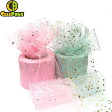 Load image into Gallery viewer, 25Yards 6cm Star Tulle Confetti Glitter Mesh Baking Cake Topper Tutu Pom Bow Soft Squine Organza DIY Wedding Birthday Decoration