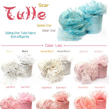 Load image into Gallery viewer, 25Yards 6cm Star Tulle Confetti Glitter Mesh Baking Cake Topper Tutu Pom Bow Soft Squine Organza DIY Wedding Birthday Decoration
