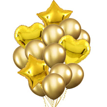 Load image into Gallery viewer, 14/10pcs Gold Sliver Latex Heart Valentine&#39;s Day Balloons Metallic Gender Reveal Globos Baby Shower Wedding Birthday Party Decor