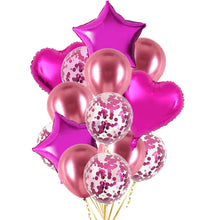 Load image into Gallery viewer, 14/10pcs Gold Sliver Latex Heart Valentine&#39;s Day Balloons Metallic Gender Reveal Globos Baby Shower Wedding Birthday Party Decor