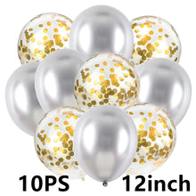 Load image into Gallery viewer, 14/10pcs Gold Sliver Latex Heart Valentine&#39;s Day Balloons Metallic Gender Reveal Globos Baby Shower Wedding Birthday Party Decor
