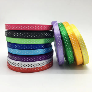 5yards/lot 3/8"(10mm) Dots Satin Ribbon Printed Polyester Ribbon DIY Bow Hair Wedding Handmade Materials