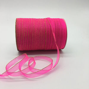 10yds/lot 3/8" 10mm White Glitter Golden Rimmed Organza Ribbon Bow Hair Wedding Decoration Lace Crafts