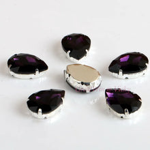 Load image into Gallery viewer, Glass Rhinestones! Drop Shape Diamond With Claw Sew On Teardrop Strass Metal Base Buckle Crystal Stone For Clothes