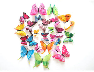 12Pcs Double Layer Butterfly Wall Art Sticker For Wedding Decor Decals 3D Butterflies Fridge Magnet Home Room Decoration Sticker