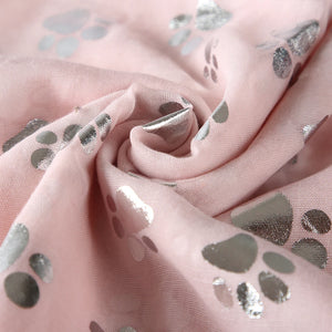 Paw Print Scarf: Fashion Foil Sliver White Pink Black Cat Dog Paw Scarf For Pet Dog Gifts Scarves