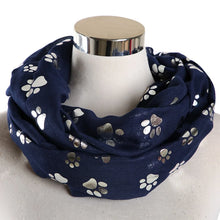 Load image into Gallery viewer, Paw Print Scarf: Fashion Foil Sliver White Pink Black Cat Dog Paw Scarf For Pet Dog Gifts Scarves