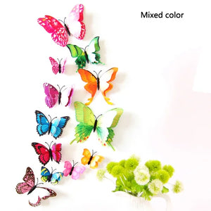 12Pcs Double Layer Butterfly Wall Art Sticker For Wedding Decor Decals 3D Butterflies Fridge Magnet Home Room Decoration Sticker