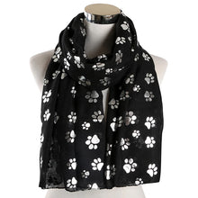 Load image into Gallery viewer, Paw Print Scarf: Fashion Foil Sliver White Pink Black Cat Dog Paw Scarf For Pet Dog Gifts Scarves