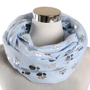 Paw Print Scarf: Fashion Foil Sliver White Pink Black Cat Dog Paw Scarf For Pet Dog Gifts Scarves