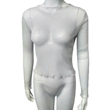 Load image into Gallery viewer, Sexy Mesh Shiny Long Sleeve T Shirt Women Spring Transparent Club Party Black Tee Shirts Sexy Thin O Neck Short Tops