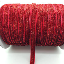 Load image into Gallery viewer, 5 yards 3/8 &quot;10mm Glitter Velvet Ribbon Headband Clips Bow Decoration Pick Colors