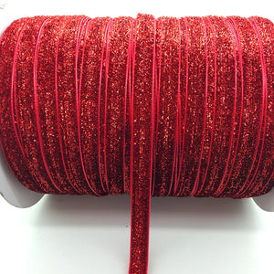 5 yards 3/8 "10mm Glitter Velvet Ribbon Headband Clips Bow Decoration Pick Colors