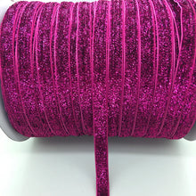 Load image into Gallery viewer, 5 yards 3/8 &quot;10mm Glitter Velvet Ribbon Headband Clips Bow Decoration Pick Colors