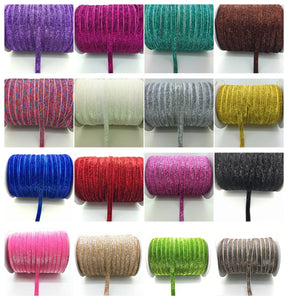 5 yards 3/8 "10mm Glitter Velvet Ribbon Headband Clips Bow Decoration Pick Colors