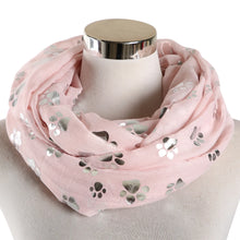 Load image into Gallery viewer, Paw Print Scarf: Fashion Foil Sliver White Pink Black Cat Dog Paw Scarf For Pet Dog Gifts Scarves