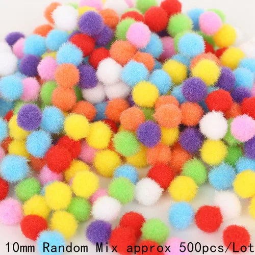 Hot 100-500Pcs/lot Mixed Soft Round Shaped Pompom Balls Fluffy Pom Pom For Kids DIY Garment Handcraft 10mm/15mm/20mm/25mm/30mm