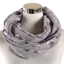Load image into Gallery viewer, Paw Print Scarf: Fashion Foil Sliver White Pink Black Cat Dog Paw Scarf For Pet Dog Gifts Scarves