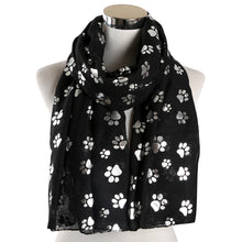 Load image into Gallery viewer, Paw Print Scarf: Fashion Foil Sliver White Pink Black Cat Dog Paw Scarf For Pet Dog Gifts Scarves