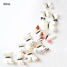 Load image into Gallery viewer, 12Pcs Double Layer Butterfly Wall Art Sticker For Wedding Decor Decals 3D Butterflies Fridge Magnet Home Room Decoration Sticker