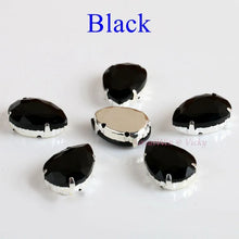 Load image into Gallery viewer, Glass Rhinestones! Drop Shape Diamond With Claw Sew On Teardrop Strass Metal Base Buckle Crystal Stone For Clothes