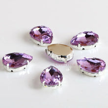 Load image into Gallery viewer, Glass Rhinestones! Drop Shape Diamond With Claw Sew On Teardrop Strass Metal Base Buckle Crystal Stone For Clothes