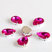 Load image into Gallery viewer, Glass Rhinestones! Drop Shape Diamond With Claw Sew On Teardrop Strass Metal Base Buckle Crystal Stone For Clothes