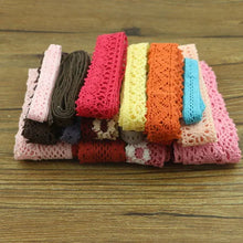 Load image into Gallery viewer, 10 yard lot of color cotton lace garment sewing fabric decorative cotton crochet lace ribbon handmade jewelry Technology