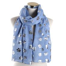 Load image into Gallery viewer, Paw Print Scarf: Fashion Foil Sliver White Pink Black Cat Dog Paw Scarf For Pet Dog Gifts Scarves
