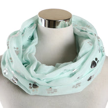 Load image into Gallery viewer, Paw Print Scarf: Fashion Foil Sliver White Pink Black Cat Dog Paw Scarf For Pet Dog Gifts Scarves