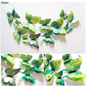 12Pcs Double Layer Butterfly Wall Art Sticker For Wedding Decor Decals 3D Butterflies Fridge Magnet Home Room Decoration Sticker