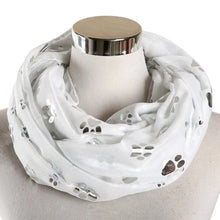 Load image into Gallery viewer, Paw Print Scarf: Fashion Foil Sliver White Pink Black Cat Dog Paw Scarf For Pet Dog Gifts Scarves