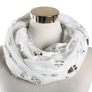 Paw Print Scarf: Fashion Foil Sliver White Pink Black Cat Dog Paw Scarf For Pet Dog Gifts Scarves