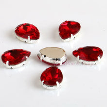 Load image into Gallery viewer, Glass Rhinestones! Drop Shape Diamond With Claw Sew On Teardrop Strass Metal Base Buckle Crystal Stone For Clothes