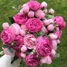 Load image into Gallery viewer, 2018 Silk Rose Peony Artificial Flowers Beautiful Flores Bouquet for Wedding Party Home Decoration Mariage Fake Flowers A49B25