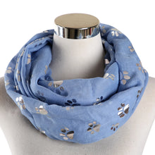 Load image into Gallery viewer, Paw Print Scarf: Fashion Foil Sliver White Pink Black Cat Dog Paw Scarf For Pet Dog Gifts Scarves