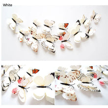 Load image into Gallery viewer, 12Pcs Double Layer Butterfly Wall Art Sticker For Wedding Decor Decals 3D Butterflies Fridge Magnet Home Room Decoration Sticker