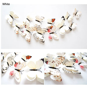 12Pcs Double Layer Butterfly Wall Art Sticker For Wedding Decor Decals 3D Butterflies Fridge Magnet Home Room Decoration Sticker