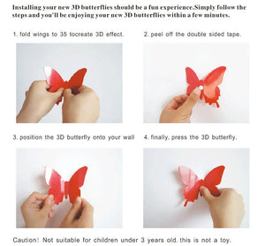 12Pcs Double Layer Butterfly Wall Art Sticker For Wedding Decor Decals 3D Butterflies Fridge Magnet Home Room Decoration Sticker